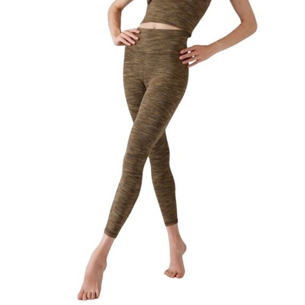Athleta Transcend Textured 7/8 Tight Leggings Brown Space Dye Yoga Pants MEDIUM